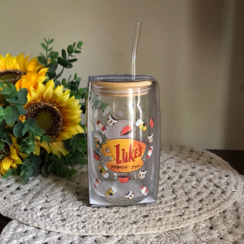 Gilmore Girls LUKE’S Glass Tumbler with Straw